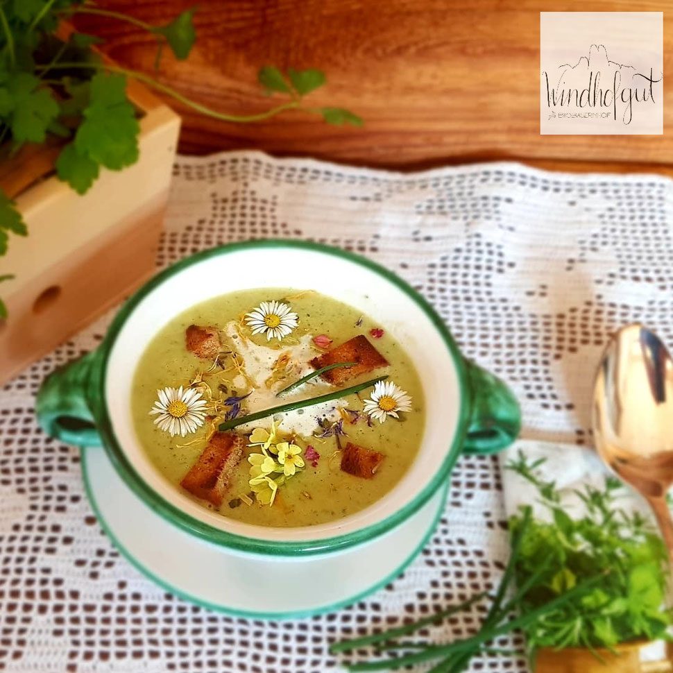 Frühlingskräutersuppe bei Salzburg schmeckt