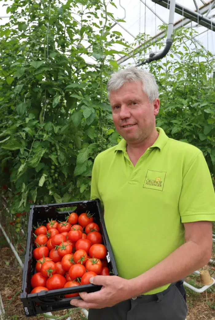 Genusstagebuch #44_Hans Feldinger mit frisch geernteten Tomaten