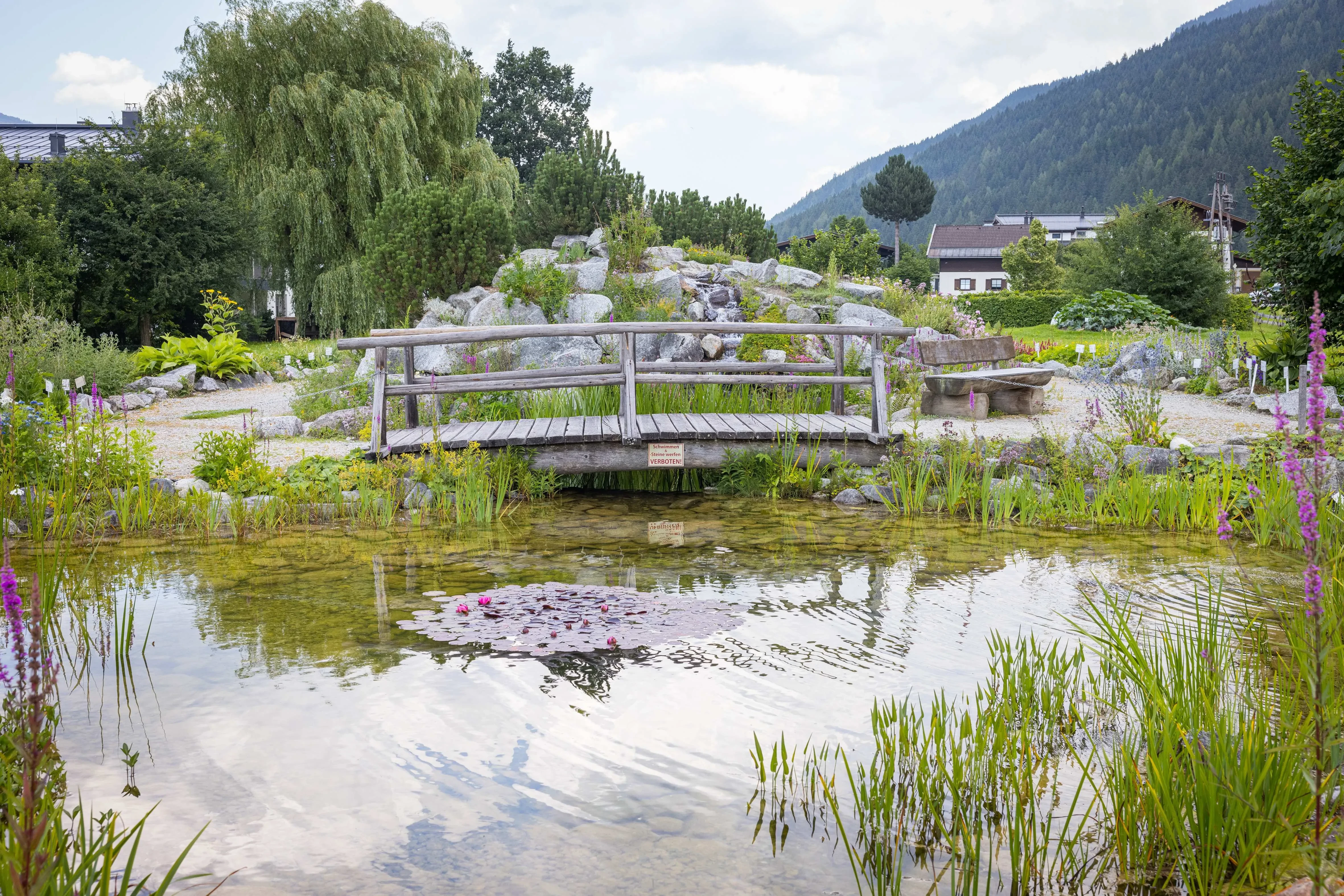 Naturidylle im Hollersbacher Kräutergarten Garten Teich 