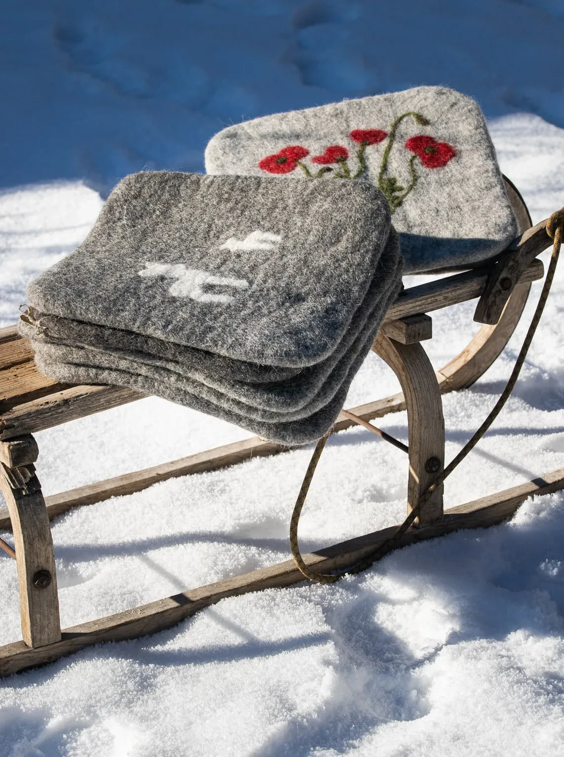 Sitzkissen gefilzt wärmen Sommer wie Winter.