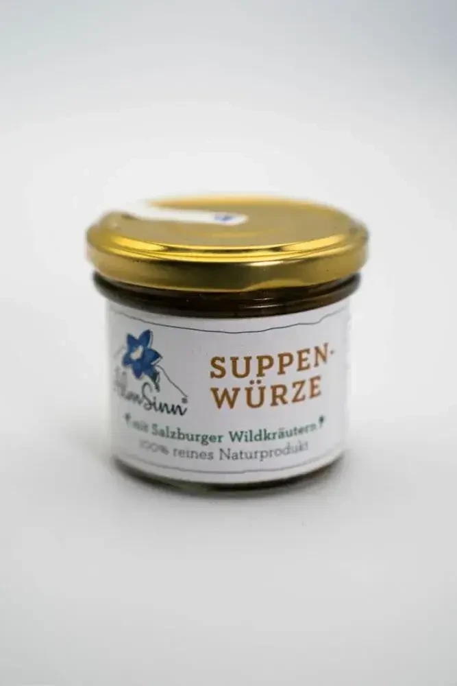 Suppenwürze im Glas mit Wildkräutern