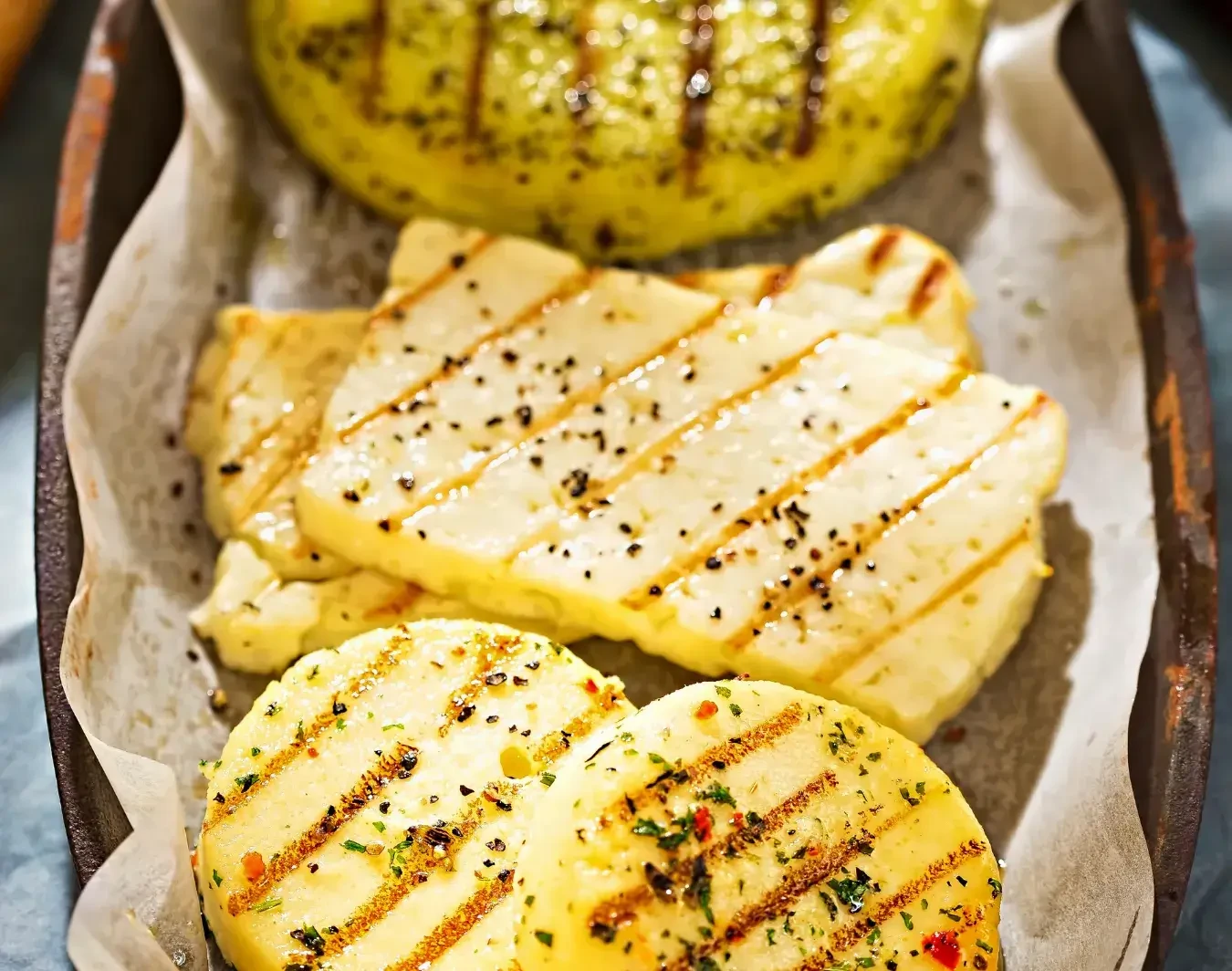 Gegrillter Käse mit Kräutermarinade