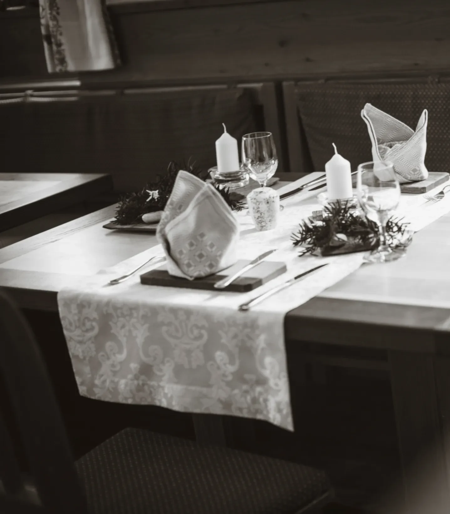 Bereits für das Candlelight-Dinner - der gedeckte Tisch im Bertahof