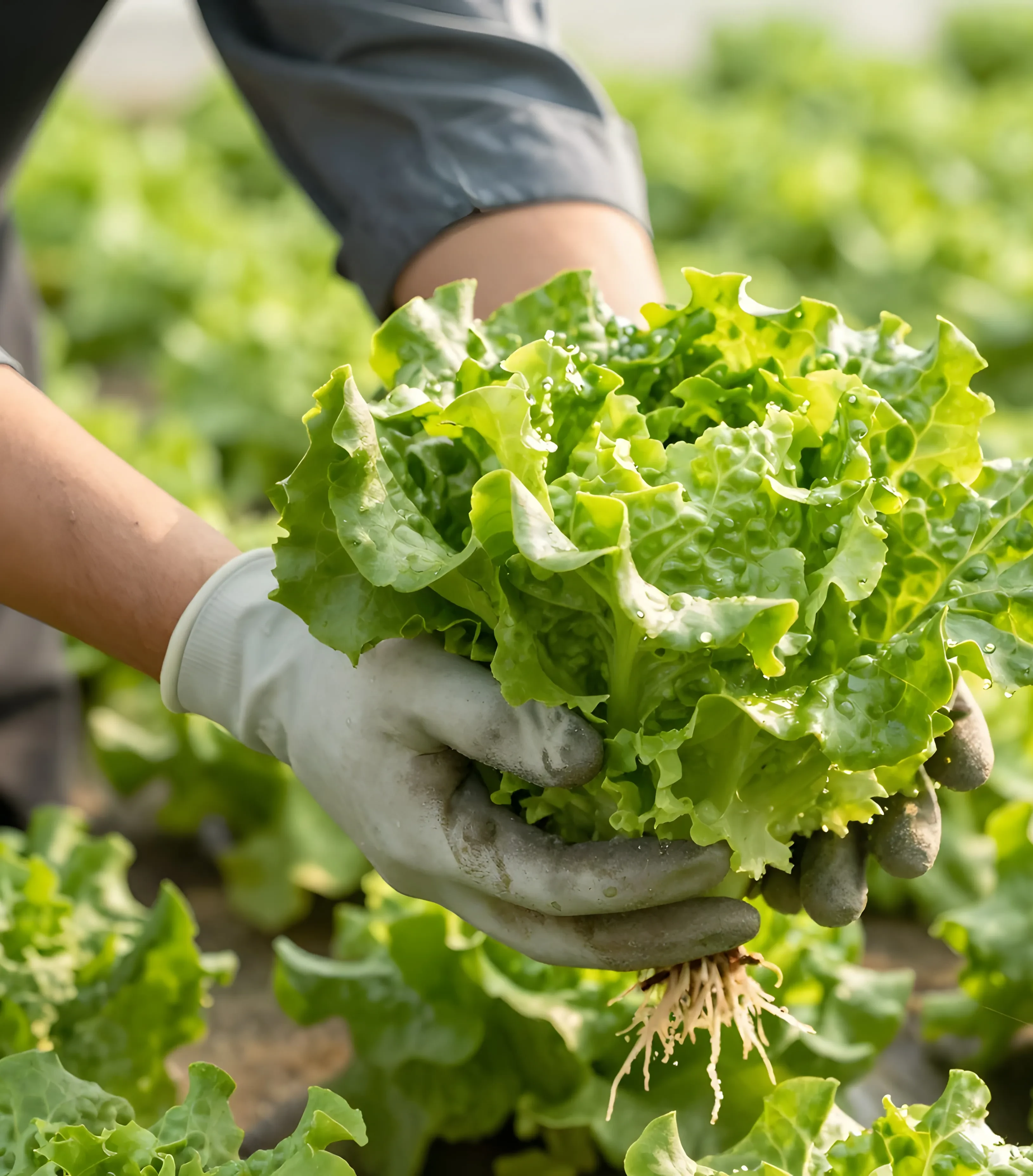 Grüner Salat wird geerntet