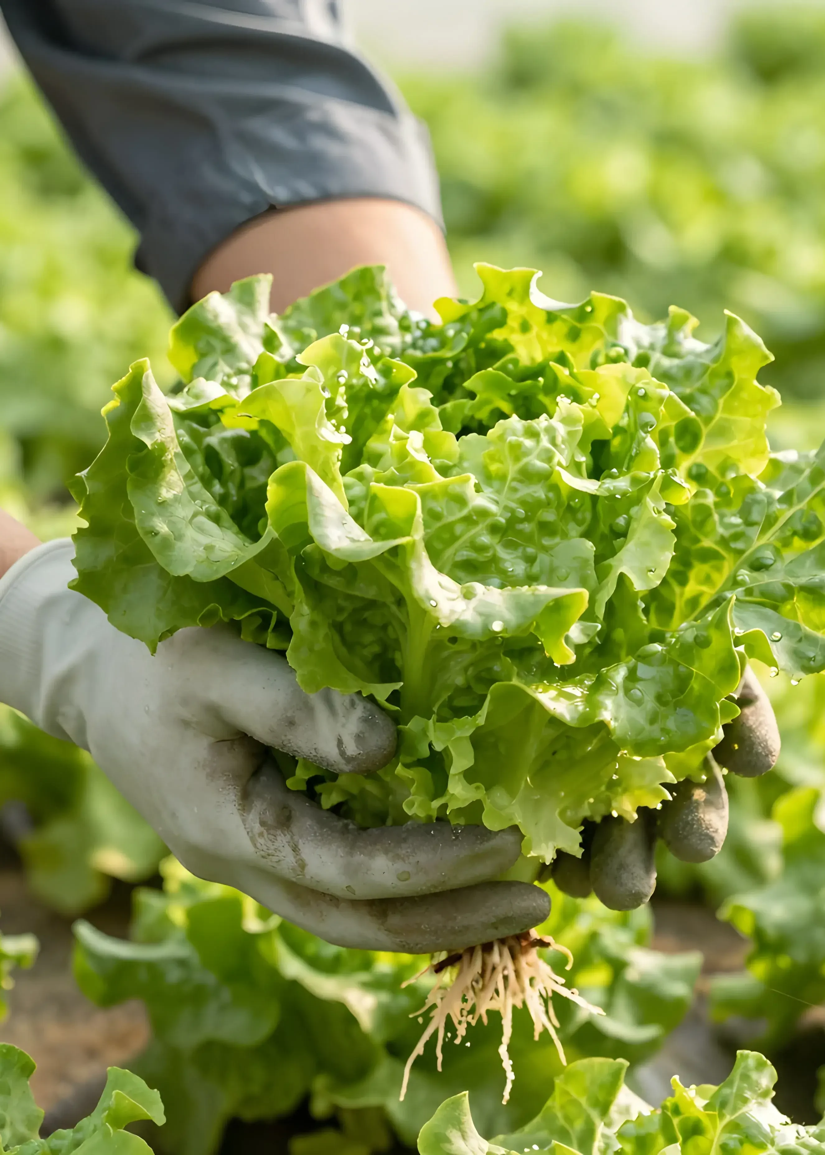 Grüner Salat wird geerntet
